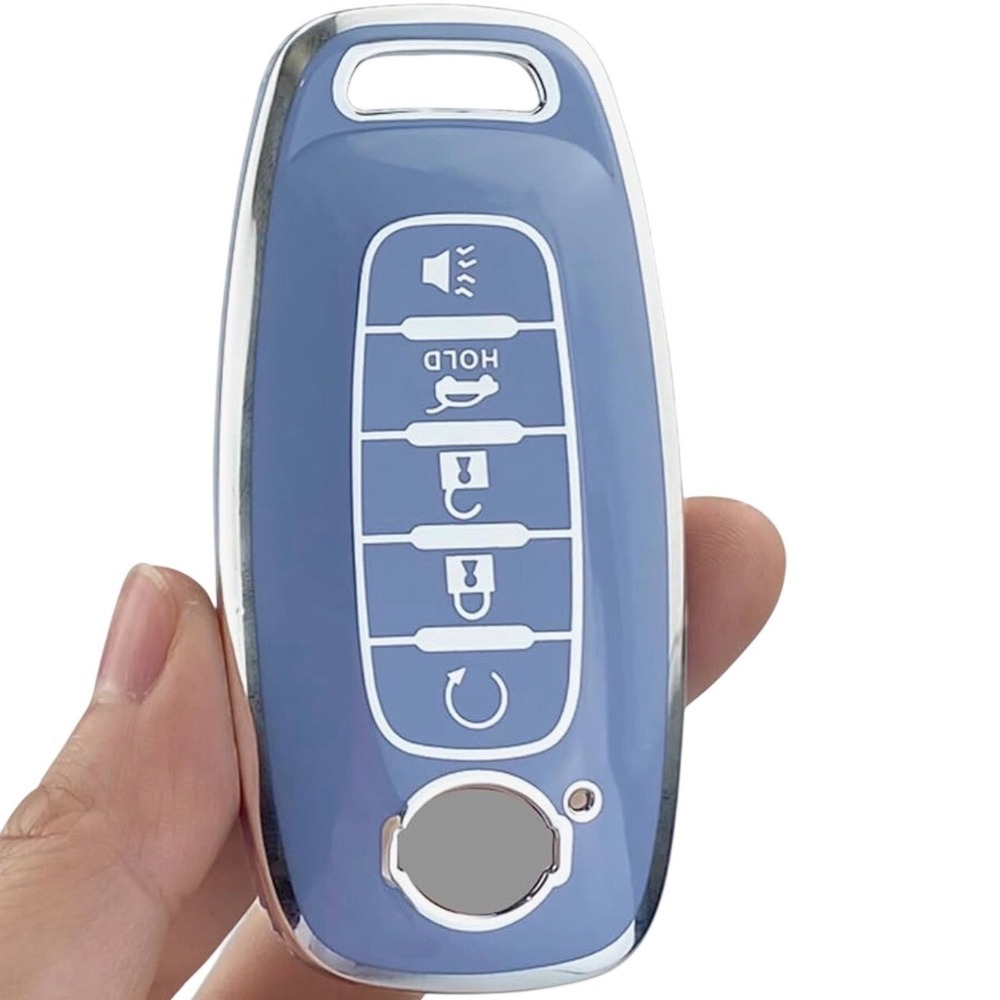 Blue Key Fob Cover Case for Nissan Pathfinder Rogue Kicks 5 Button Remote - Picture 3 of 9